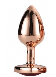 Золотистая анальная втулка с кристаллом-сердечком розового цвета - 7,1 см. - Dream Toys - купить с доставкой в Самаре