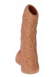 Телесная открытая насадка-реалистик с подхватом мошонки Nude Sleeve L - 14 см. - KOKOS - в Самаре купить с доставкой