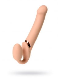 Телесный безремневой вибрострапон Vibrating Bendable Strap-On L - Strap-on-me - купить с доставкой в Самаре