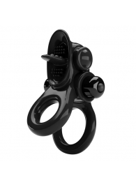 Черное эрекционное кольцо с подхватом мошонки и стимулятором клитора Passionate Ring - Baile - в Самаре купить с доставкой