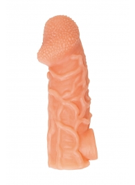Телесная закрытая насадка с венками Cock Sleeve Size L - 17,6 см. - KOKOS - в Самаре купить с доставкой