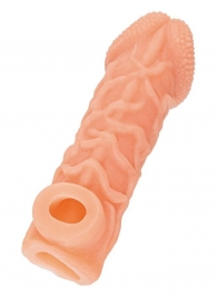 Телесная закрытая насадка с венками Cock Sleeve Size L - 17,6 см. - KOKOS - в Самаре купить с доставкой