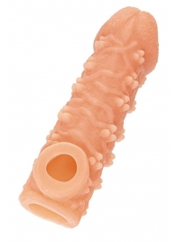 Телесная закрытая насадка с пучками шишечек Cock Sleeve Size L - 17,6 см. - KOKOS - в Самаре купить с доставкой