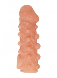 Телесная закрытая насадка с шариками Cock Sleeve Size L - 17,6 см. - KOKOS - в Самаре купить с доставкой