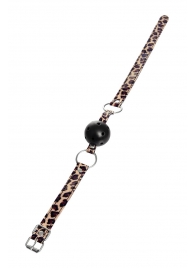 Черный кляп-шар на леопардовых ремешках Anonymo - ToyFa - купить с доставкой в Самаре