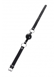 Черный кляп-шар на кожаных ремешках Anonymo - ToyFa - купить с доставкой в Самаре