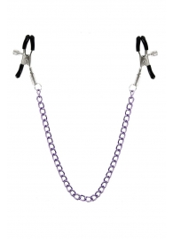 Зажимы для сосков с фиолетовой цепочкой Sweet Caress Nipple Chain - Sweet Caress - купить с доставкой в Самаре