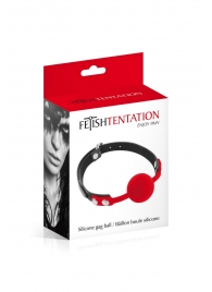 Красный кляп-шарик на черных ремешках - Fetish Tentation - купить с доставкой в Самаре