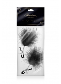 Зажимы на соски с черными пуховыми кисточками Sweet Caress Feather Nipple Clumps - Sweet Caress - купить с доставкой в Самаре