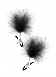Зажимы на соски с черными пуховыми кисточками Sweet Caress Feather Nipple Clumps - Sweet Caress - купить с доставкой в Самаре