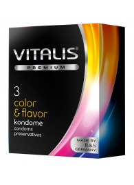 Цветные ароматизированные презервативы VITALIS PREMIUM color   flavor - 3 шт. - Vitalis - купить с доставкой в Самаре
