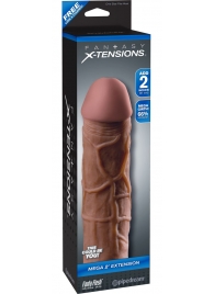 Коричневая насадка Mega 2  Extension - 20,3 см. - Pipedream - в Самаре купить с доставкой