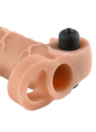 Телесная вибронасадка с кольцом Vibrating Real Feel 2 Extension - 16 см. - Pipedream - в Самаре купить с доставкой