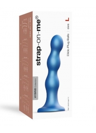 Голубая насадка Strap-On-Me Dildo Plug Balls size L - Strap-on-me - купить с доставкой в Самаре