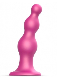 Розовая насадка Strap-On-Me Dildo Plug Beads size L - Strap-on-me - купить с доставкой в Самаре