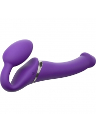 Фиолетовый безремневой вибрострапон Silicone Bendable Strap-On - size M - Strap-on-me - купить с доставкой в Самаре