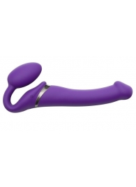 Фиолетовый безремневой вибрострапон Silicone Bendable Strap-On - size M - Strap-on-me - купить с доставкой в Самаре