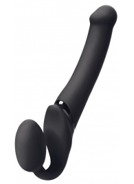 Черный безремневой вибрострапон Silicone Bendable Strap-On - size XL - Strap-on-me - купить с доставкой в Самаре