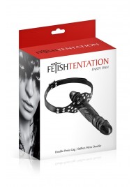 Черный кляп-фаллоимитатор Double Penis Gag - Fetish Tentation - купить с доставкой в Самаре