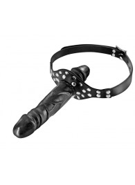 Черный кляп-фаллоимитатор Double Penis Gag - Fetish Tentation - купить с доставкой в Самаре