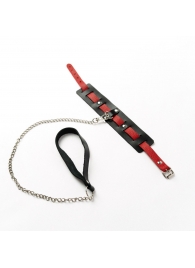 Черный ошейник с красным ремешком и поводком - Crazy Handmade - купить с доставкой в Самаре