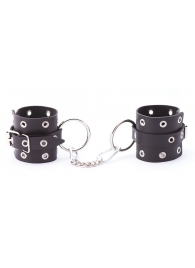 Черные кожаные наручники с люверсами - Crazy Handmade - купить с доставкой в Самаре