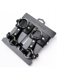 Черные наручники с креплением на кисть руки - Crazy Handmade - купить с доставкой в Самаре
