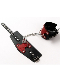 Черные кожаные оковы с красными вставками - Crazy Handmade - купить с доставкой в Самаре