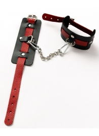 Черные оковы с красным декором и заклепками - Crazy Handmade - купить с доставкой в Самаре