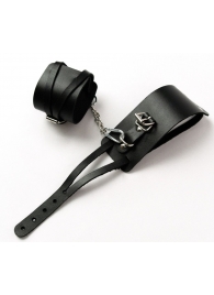 Черные кожаные оковы с креплением в виде веревочек - Crazy Handmade - купить с доставкой в Самаре