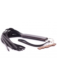 Черная кожаная плеть с удобной ручкой - 50 см. - Crazy Handmade - купить с доставкой в Самаре