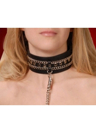 Чёрный ошейник с цепочками и поводком - Sitabella - купить с доставкой в Самаре
