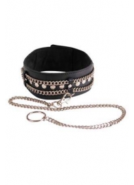 Чёрный ошейник с цепочками и поводком - Sitabella - купить с доставкой в Самаре
