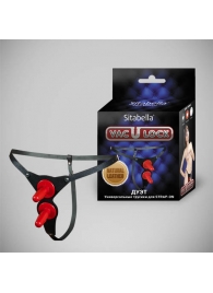 Чёрные кожаные трусики с двумя штырьками для насадок - Sitabella - купить с доставкой в Самаре