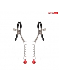 Серебристые зажимы на соски с шариками на цепочках - Notabu - купить с доставкой в Самаре