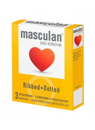 Презервативы с колечками и пупырышками Masculan Ribbed+Dotted - 3 шт. - Masculan - купить с доставкой в Самаре