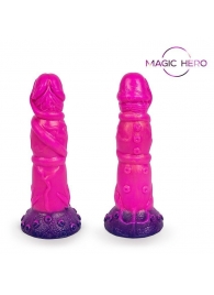 Розовый рельефный фантазийный фаллоимитатор - 20 см. - Bior toys - купить с доставкой в Самаре