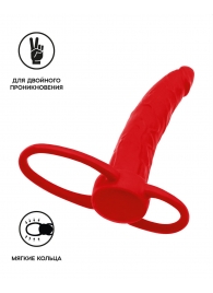 Красная насадка на пенис для двойного проникновения Black Red - 16,5 см. - ToyFa - купить с доставкой в Самаре