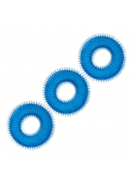 Комплект из трех голубых колец для эрекции 3-Pack Ultra-Stim Stretch Cock Rings - BlueLine - в Самаре купить с доставкой