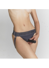 Серые трусики для фиксации насадок Strap-on-me Harness Lingerie Unique - Strap-on-me - купить с доставкой в Самаре