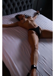 Черный кожаный набор фиксации на кровати Sex Game - БДСМ Арсенал - купить с доставкой в Самаре