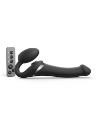 Черный безремневой страпон Multi Orgasm Size M с клиторальной стимуляцией - Strap-on-me - купить с доставкой в Самаре