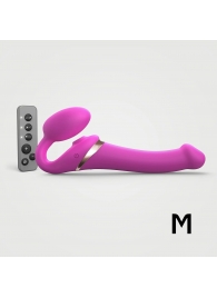 Ярко-розовый безремневой страпон Multi Orgasm Size M с клиторальной стимуляцией - Strap-on-me - купить с доставкой в Самаре