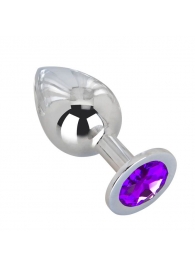 Большой плаг из стали с фиолетовым кристаллом Violet Dream - 9,5 см. - Erotic Fantasy - купить с доставкой в Самаре