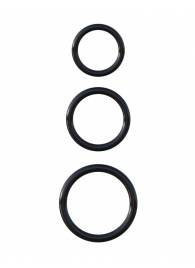 Набор из трех черных эрекционных колец Silicone 3-Ring Stamina Set - Pipedream - в Самаре купить с доставкой