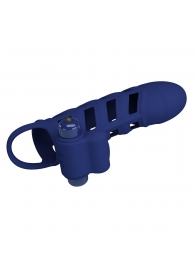 Синяя насадка на пенис Powerful Ring - 18,8 см. - Baile - в Самаре купить с доставкой