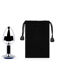 Анальное украшение BUTT PLUG  Small с синим кристаллом - 7 см. - Anal Jewelry Plug - купить с доставкой в Самаре