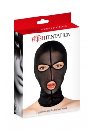 Черная сетчатая маска на голову с отверстиями для глаз и рта - Fetish Tentation - купить с доставкой в Самаре