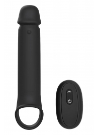 Черная насадка-удлинитель с вибрацией Vibrating Extender With Remote - Dream Toys - в Самаре купить с доставкой