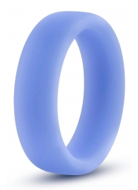 Голубое люминесцентное кольцо Silicone Glo Cock Ring - Blush Novelties - в Самаре купить с доставкой